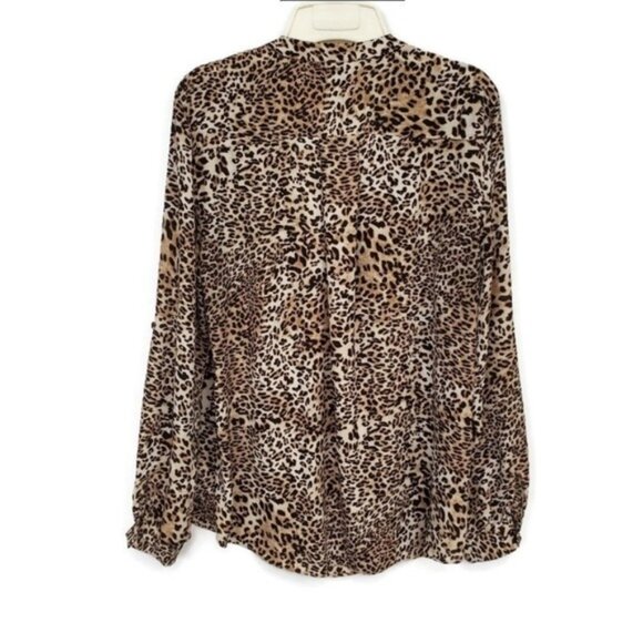 Leopard Blouse Business Casual Basic Neutral Size 12 - Picture 3 of 8